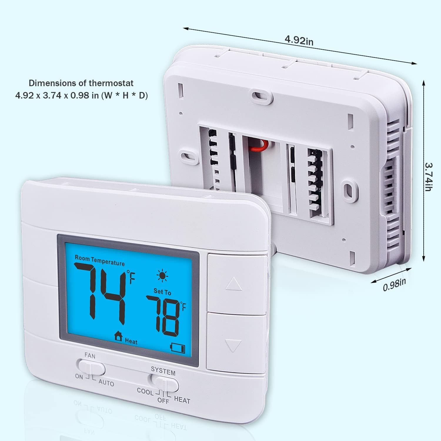 Aowel 1 Heat/ 1 Cool Non-Programmable Thermostat for Conventional System