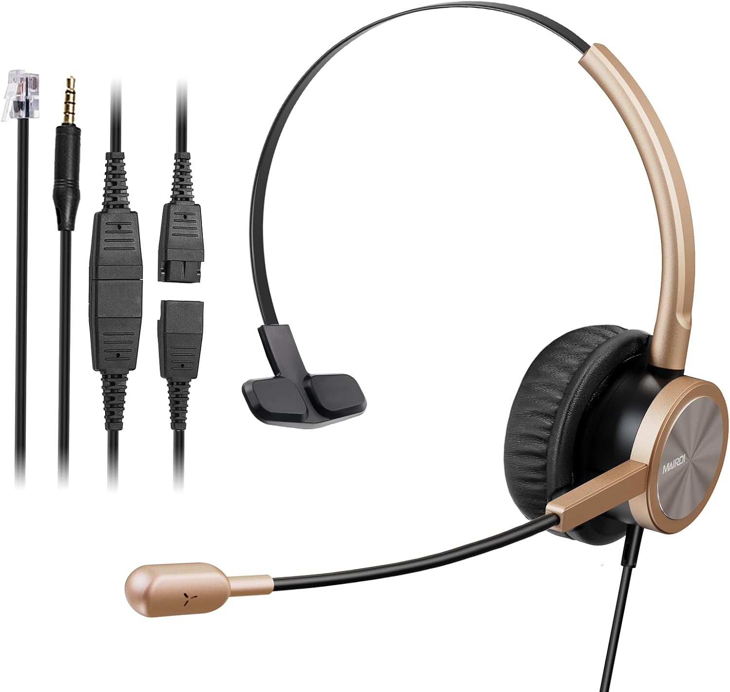 MAIRDI Phone Headset with RJ9 & 3.5mm Jacks for Call Center Office Deskphone Cell Phone PC Laptop