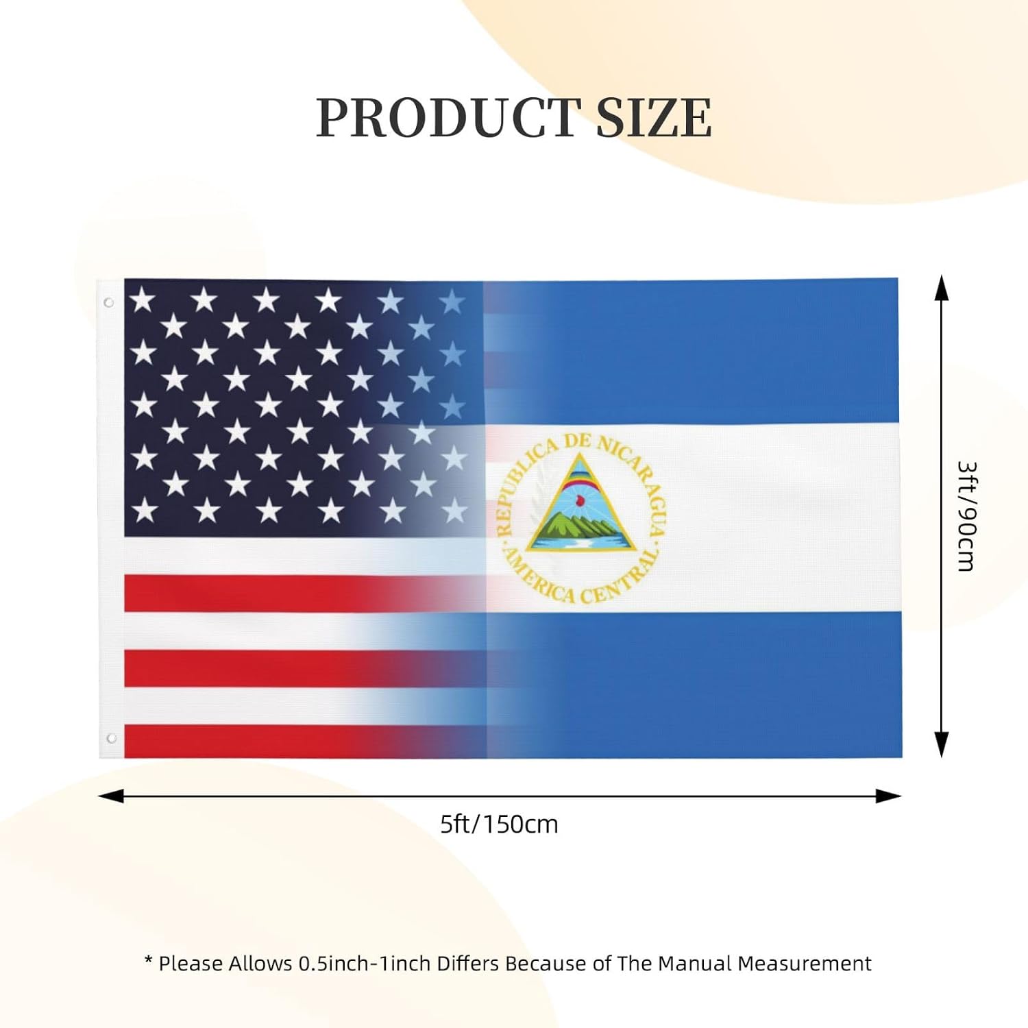 Nicaragua Nicaraguan And American Flag America USA 3x5 Ft Indoor Outdoor Decor Banner National Flags for Garden Yard Car Outside Decoration