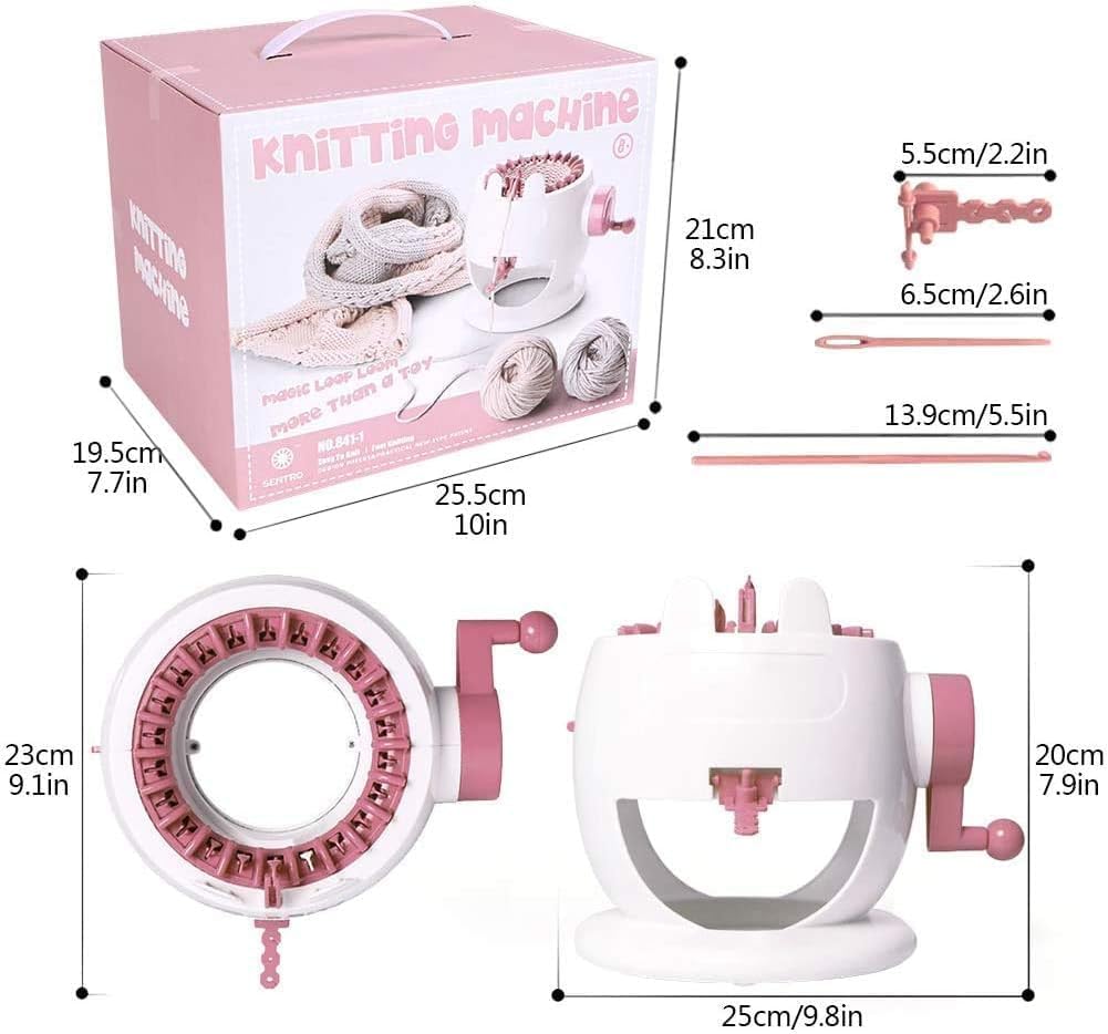 Umootek SENTRO 40 Needles Knitting Machine with Electric Adapter, Knitting Board Rotating Double Loom, Smart Weaving Loom Round Knitting Machines