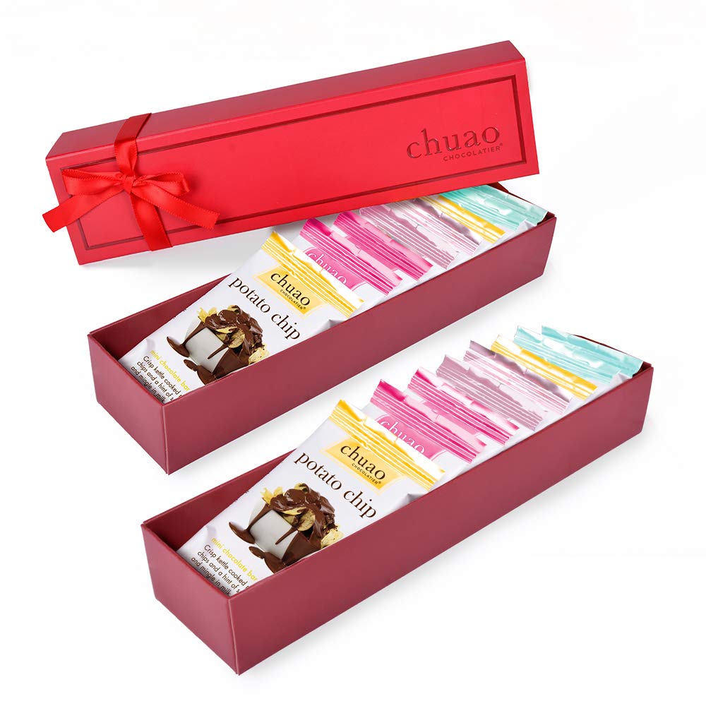 Chuao Chocolatier Taste the Joy Mini Gourmet Chocolate Bar Gift Box | Milk and Dark Chocolate Variety Sampler |16 Mini Bars (0.39 oz each)