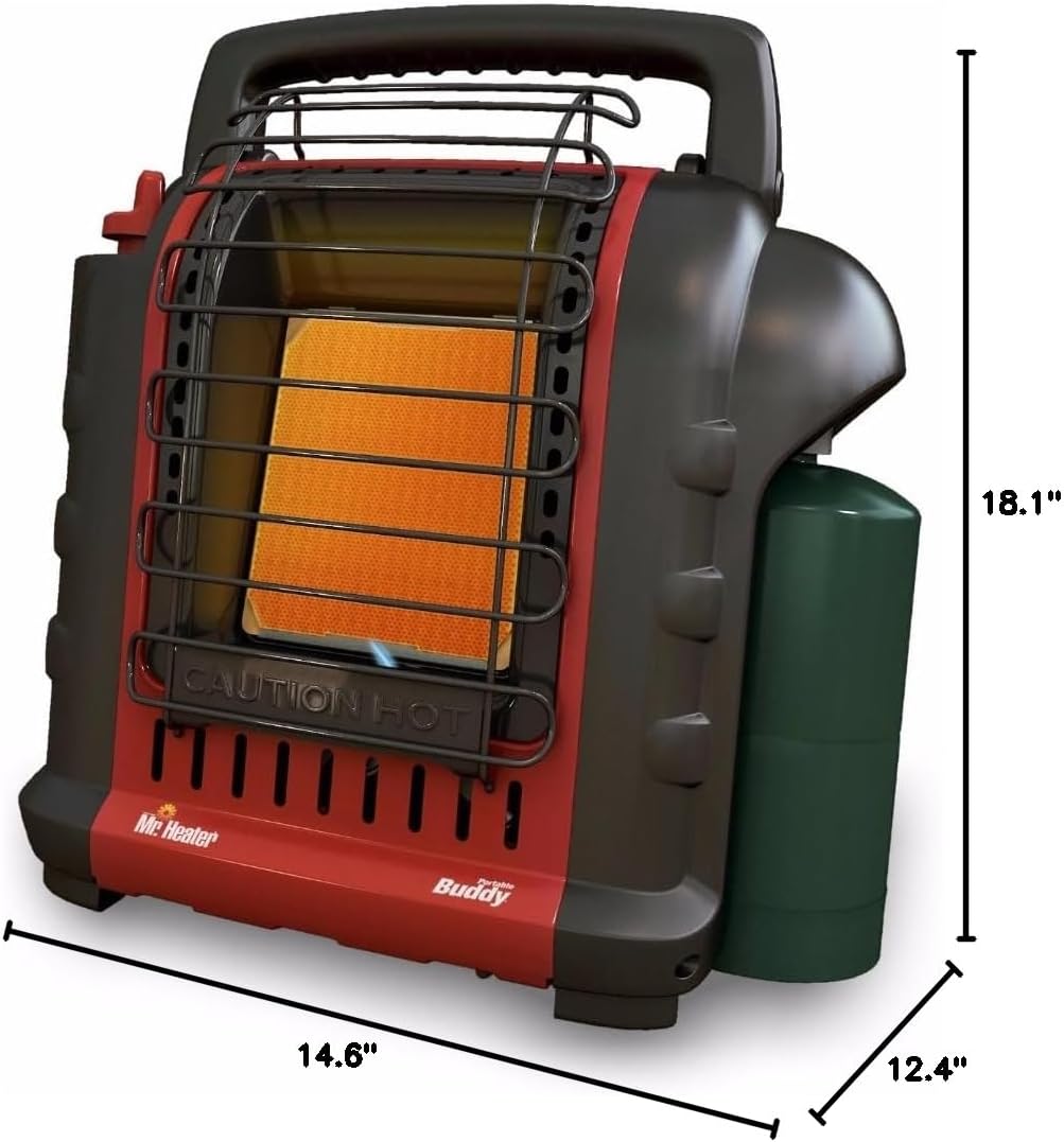 Mr. Heater F232000 Portable Buddy Heater | Bundle includes Brass Tank Refill Adapter, (2 items)