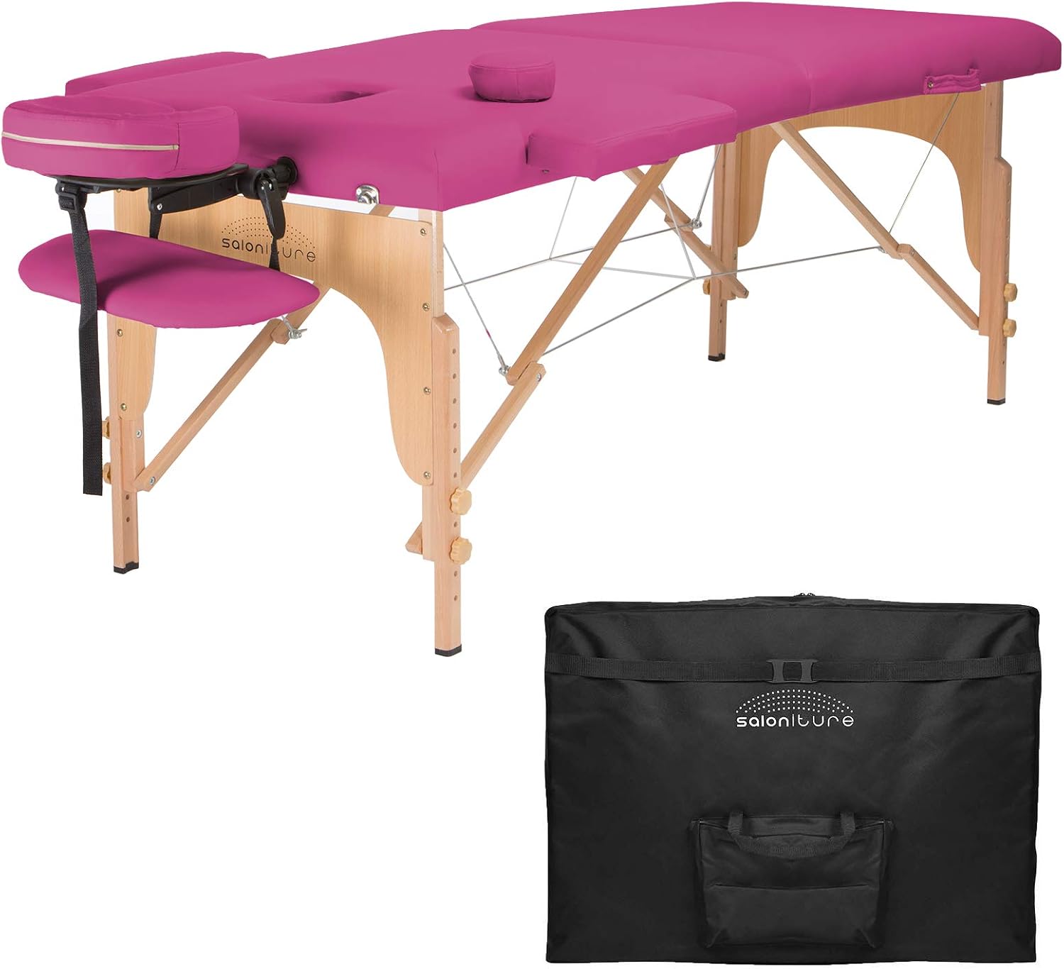 Saloniture Professional Portable Folding Massage Table with Carrying Case - Black
