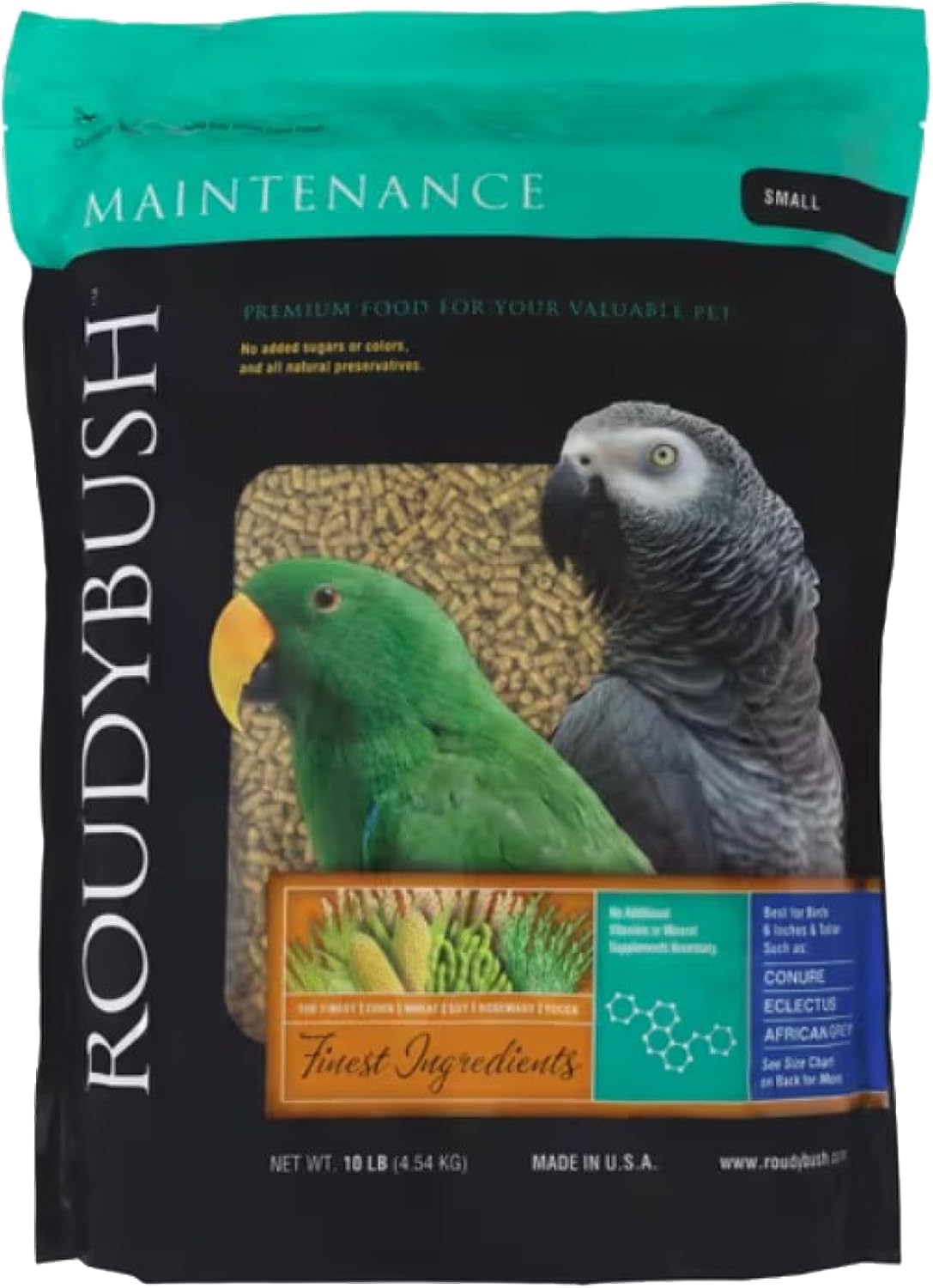 RoudyBush Daily Maintenance Food for Birds - Scientifically Formulated Bird Feed - Bird Food Pellets w/Corn, Wheat, Soy & More - Nutritious & Healthy Feed for Birds (Mini, 44oz)