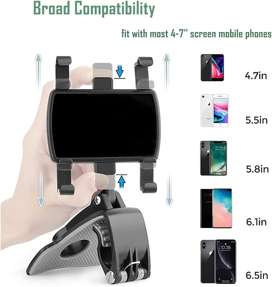 Car Phone Holder Mount,360 Degrees Rotation Dashboard Phone Holder for iPhone,Samsung,Google,Nokia,and 4 to 7" Smartphones