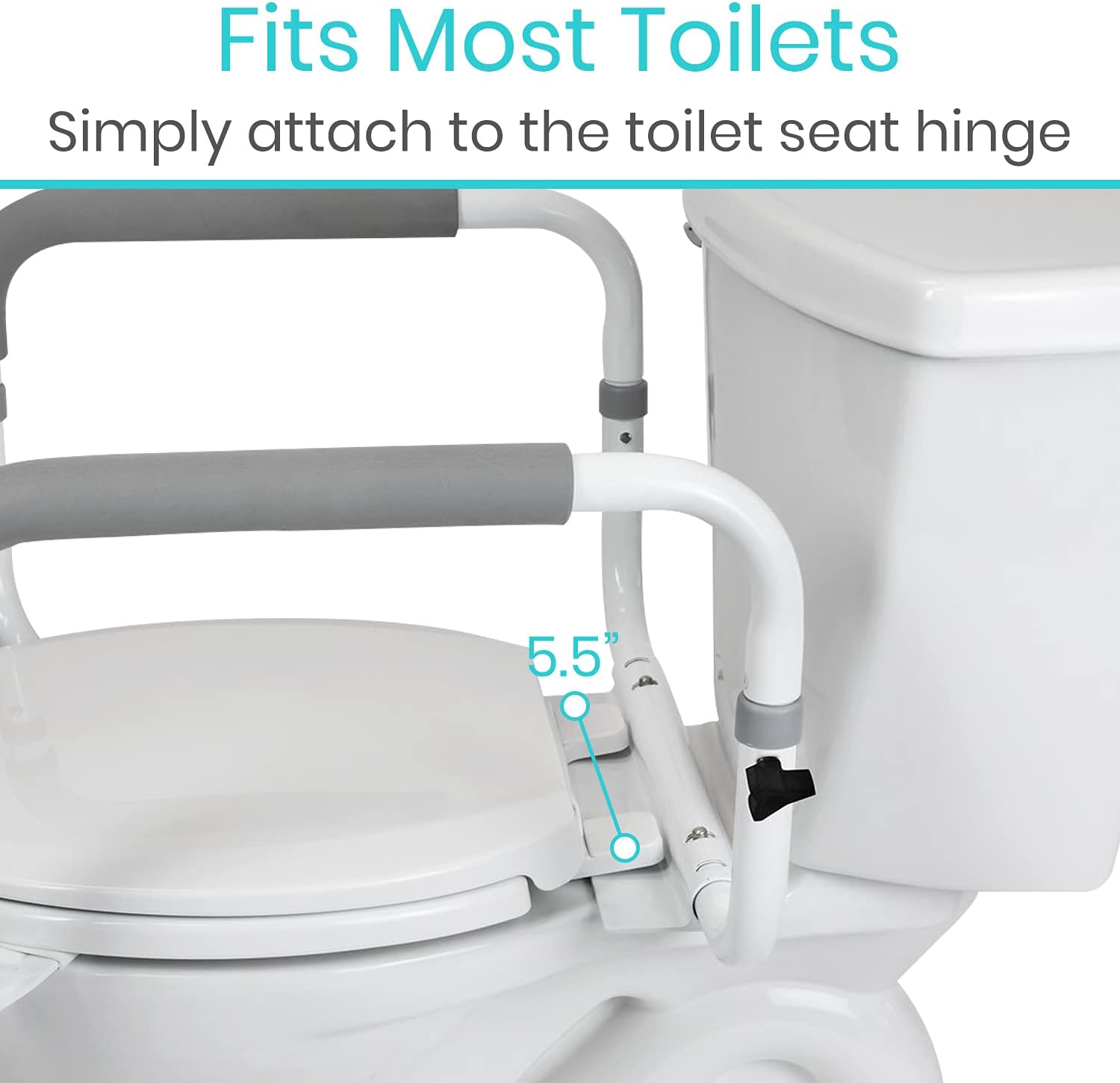 Vive Toilet Safety Rail - Adjustable Grab Bar - Compact Support Frame | Handrail for Bathroom Toilet Seat - Easy Installation for Handicap Senior