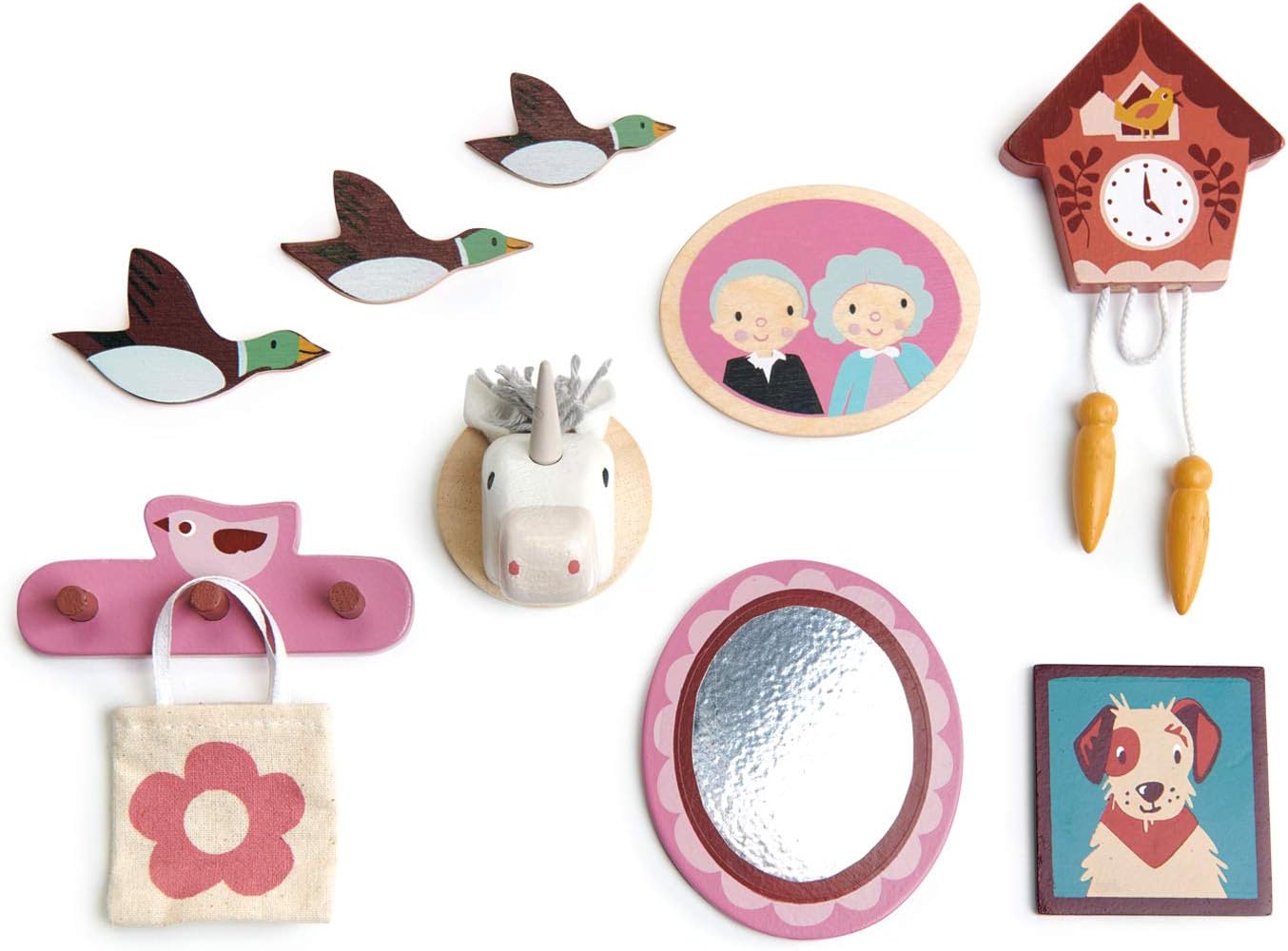 Tender Leaf Toys - Wall Décor - 10 Pcs Dollhouse Miniature Decorations Kit - 1:12 Scale Mini Doll House Accessories with Sticky Tape - Age 3+