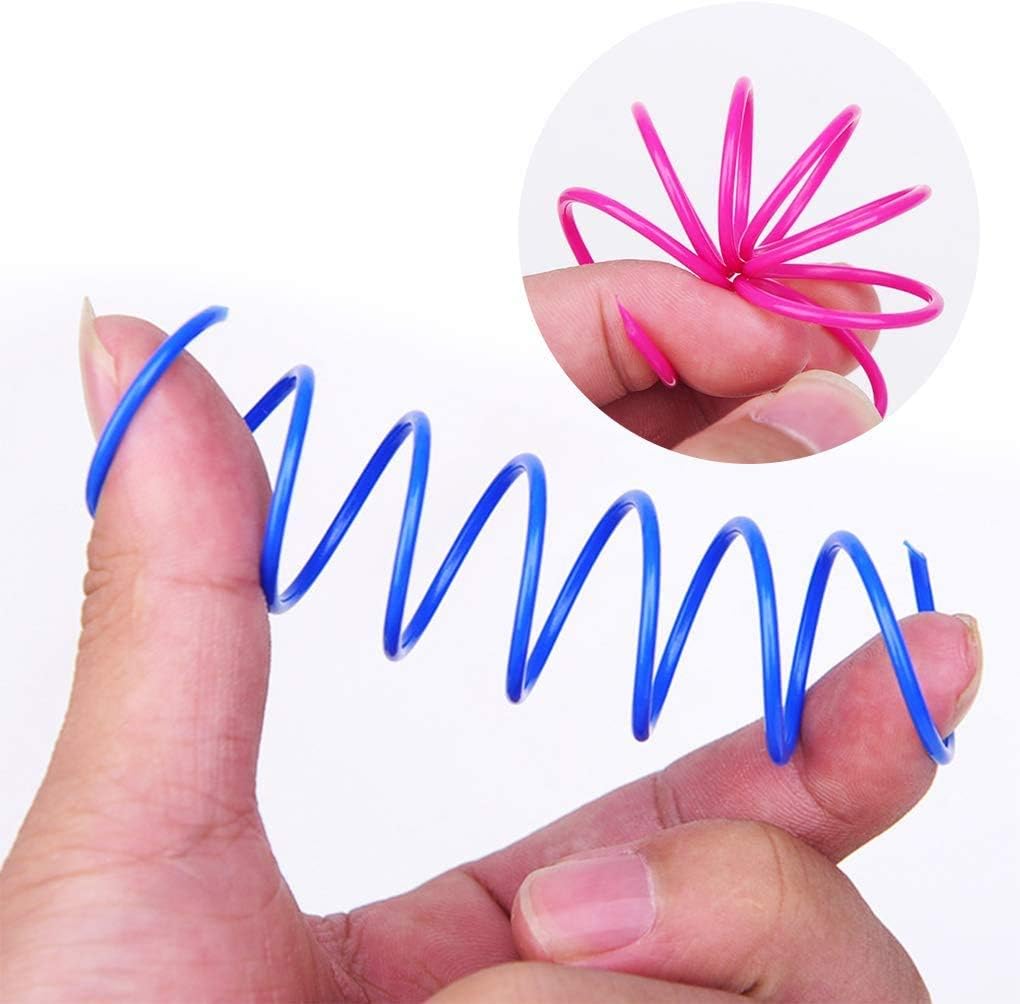 ISMARTEN Cat Spring Toy (60 Pack), Cat Kittens Toys Plastic Coil Spiral Springs for Swatting, Biting, Hunting, and Active Healthy Play (Random Color)