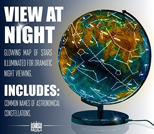 13” Illuminated Constellation World Globe for Kids & Adults