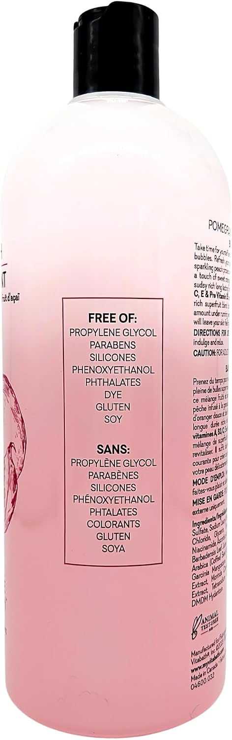 Vitabath Pomegranate Bellini Blush Bubble Bath Rich Foaming Bubbly Soak & Relaxing Aromatherapy Moisturizing & Nourishing Indulgent Suds for Women &