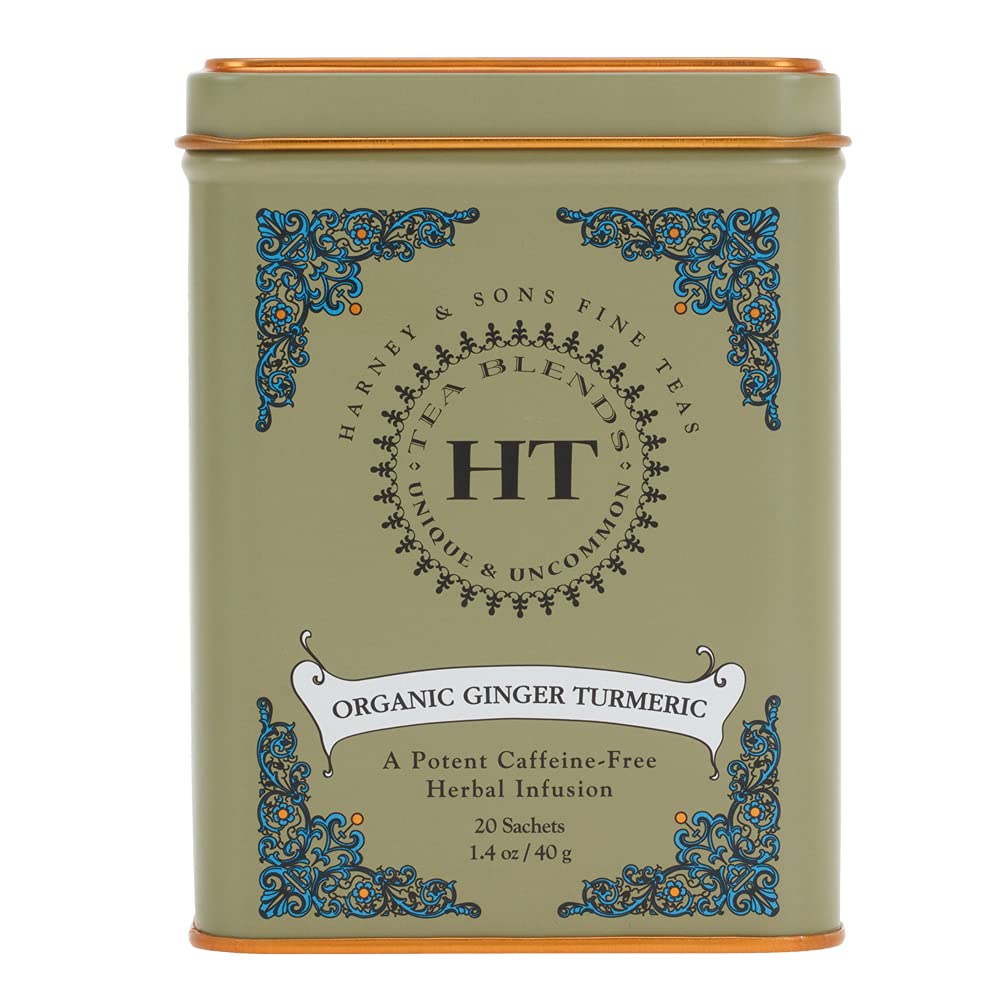 Harney & Sons HT Organic Supreme Green Tea, 20 Sachets, Tea Tin | Organic green tea with 20 sachets in a reusable tea tin. Caffeinated.