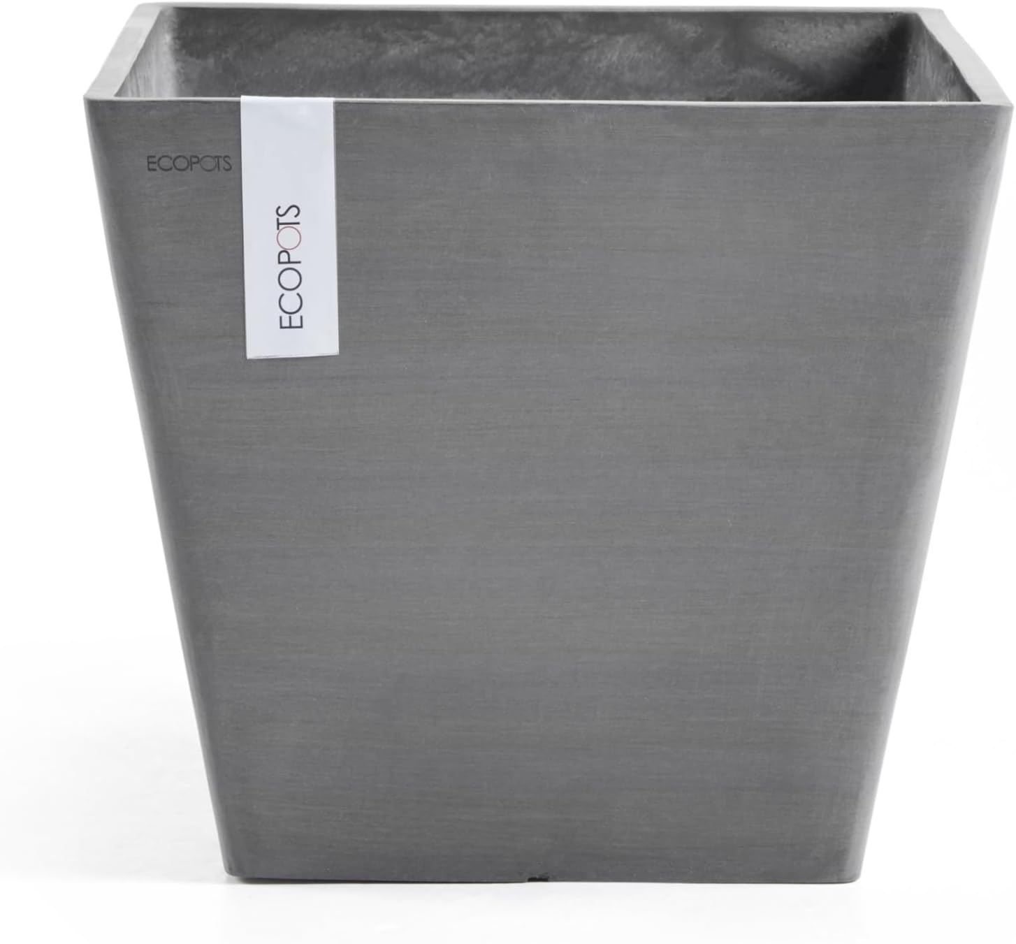 Ecopots Rotterdam Square Flower Planter, White Grey, 8" | Modern Style, Durable Recycled-Based Composite Construction, Weather and UV-Resistant, for Indoor/Outdoor Use