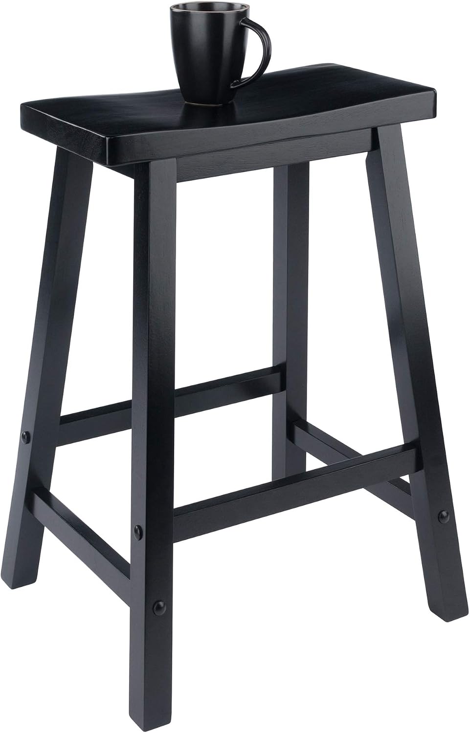 Winsome Satori Saddle Seat Counter Stool, Walnut, 24" | Classic Backless Bar Chairs for Kitchen & Dining Room Seating, Timeless Essential Furniture for Home, Dorm, Apartments