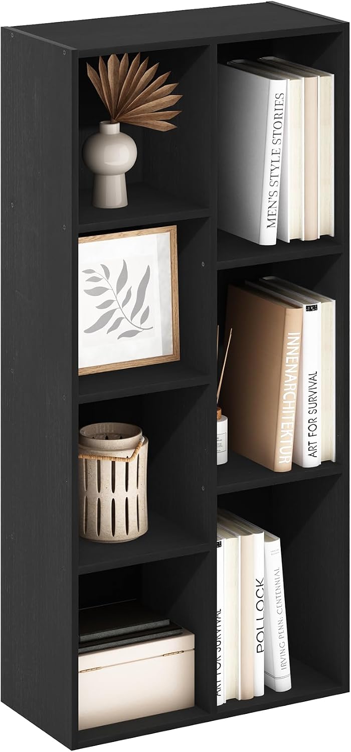 Furinno LUDER Book Shelf, 5-Cube Bookshelf, Reversible Bookcase, 9.4 x 19.5 x 31.5, Easy Assembly, for Living Room, Bedroom, Home Office, White