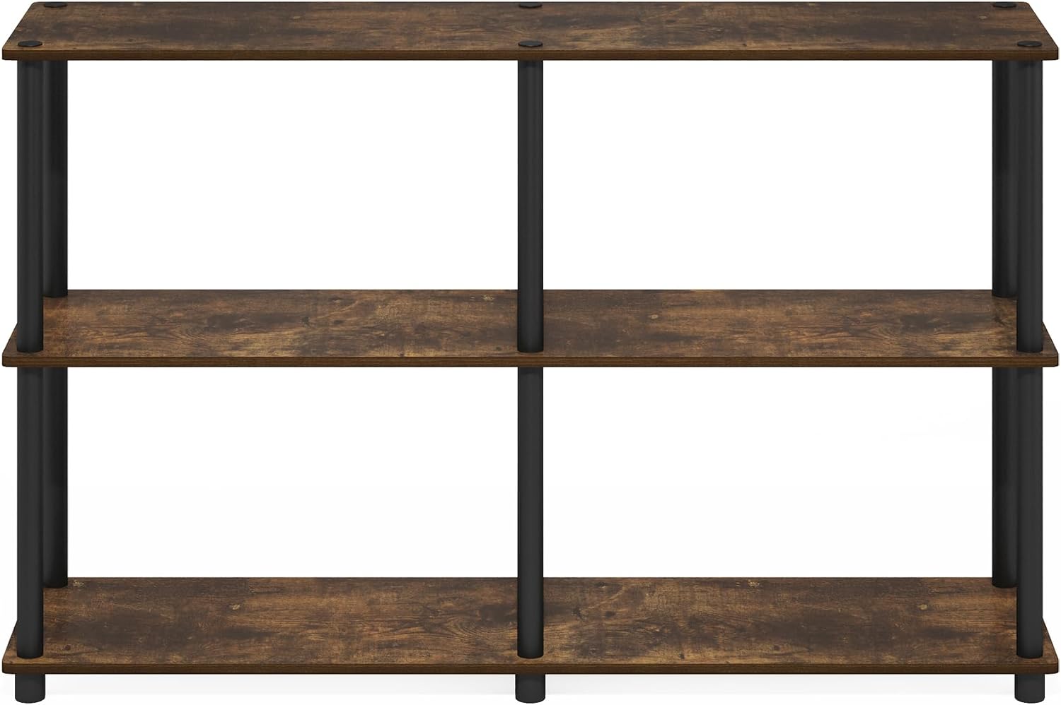 Furinno TURN-N-TUBE Storage Shelves, 3-Tier 47.4 Wide Book Shelf, Corner Shelf, Toolless Open Shelves, for Organization and Storage, Living Room, Garage, Home Office, Black