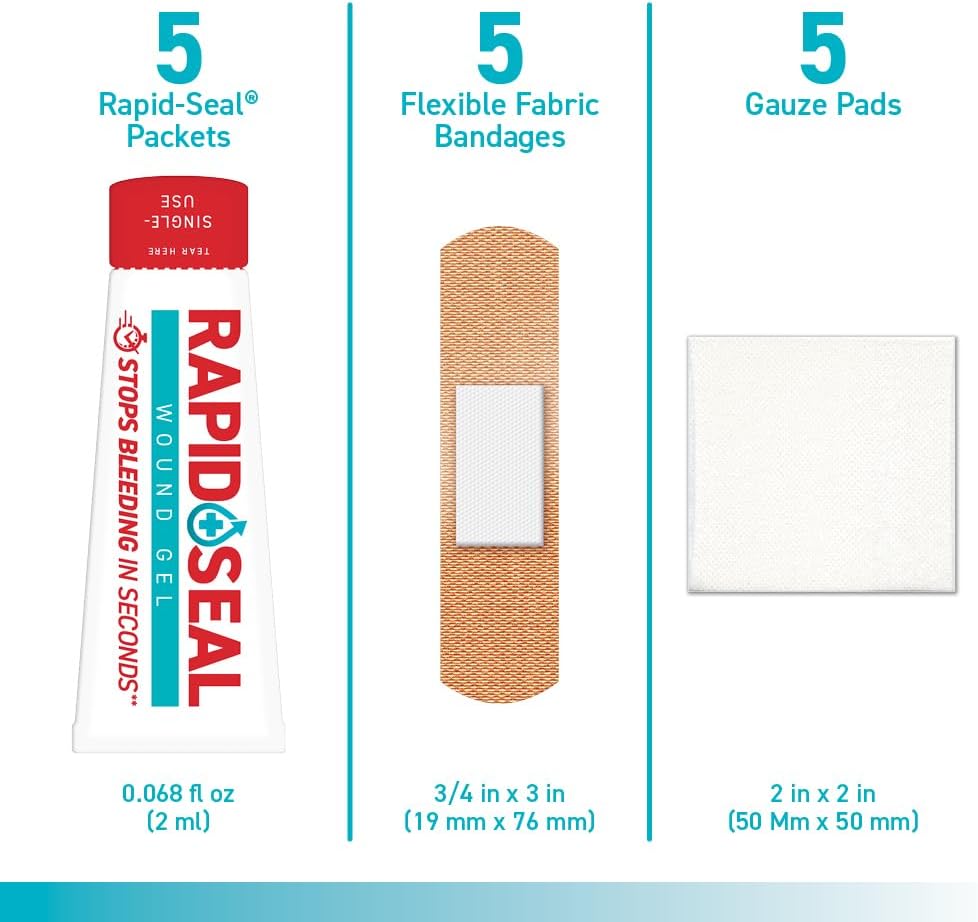 Rapid-Seal Hemostatic Wound Gel, 2 Tube, Stops Bleeding in Seconds