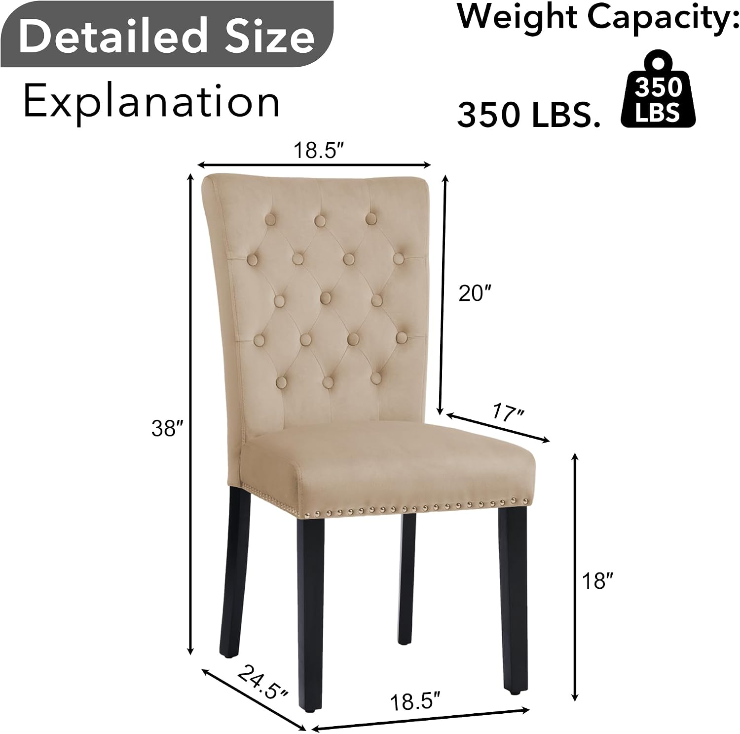 adochr Velvet Dining Chairs Set of 2, Parsons Kitchen Chair, Blue
