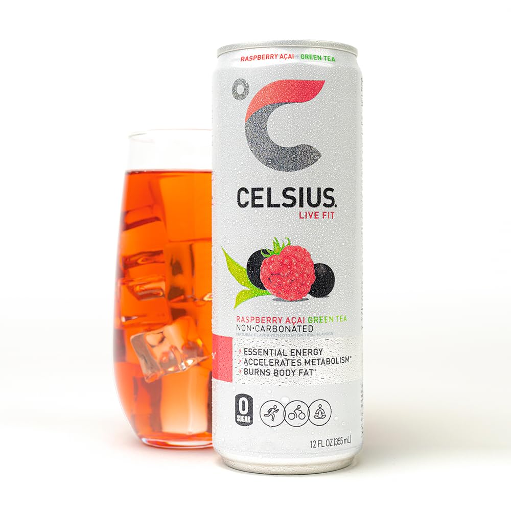 CELSIUS Sparkling Peach Vibe, Functional Essential Energy Drink 12 Fl Oz (Pack of 4)