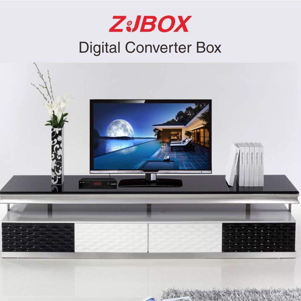 Digital TV Converter Box, ATSC Tv Tuner - ZJBOX for Analog HDTV Live 1080P with Recording&Playback, HDMI Output