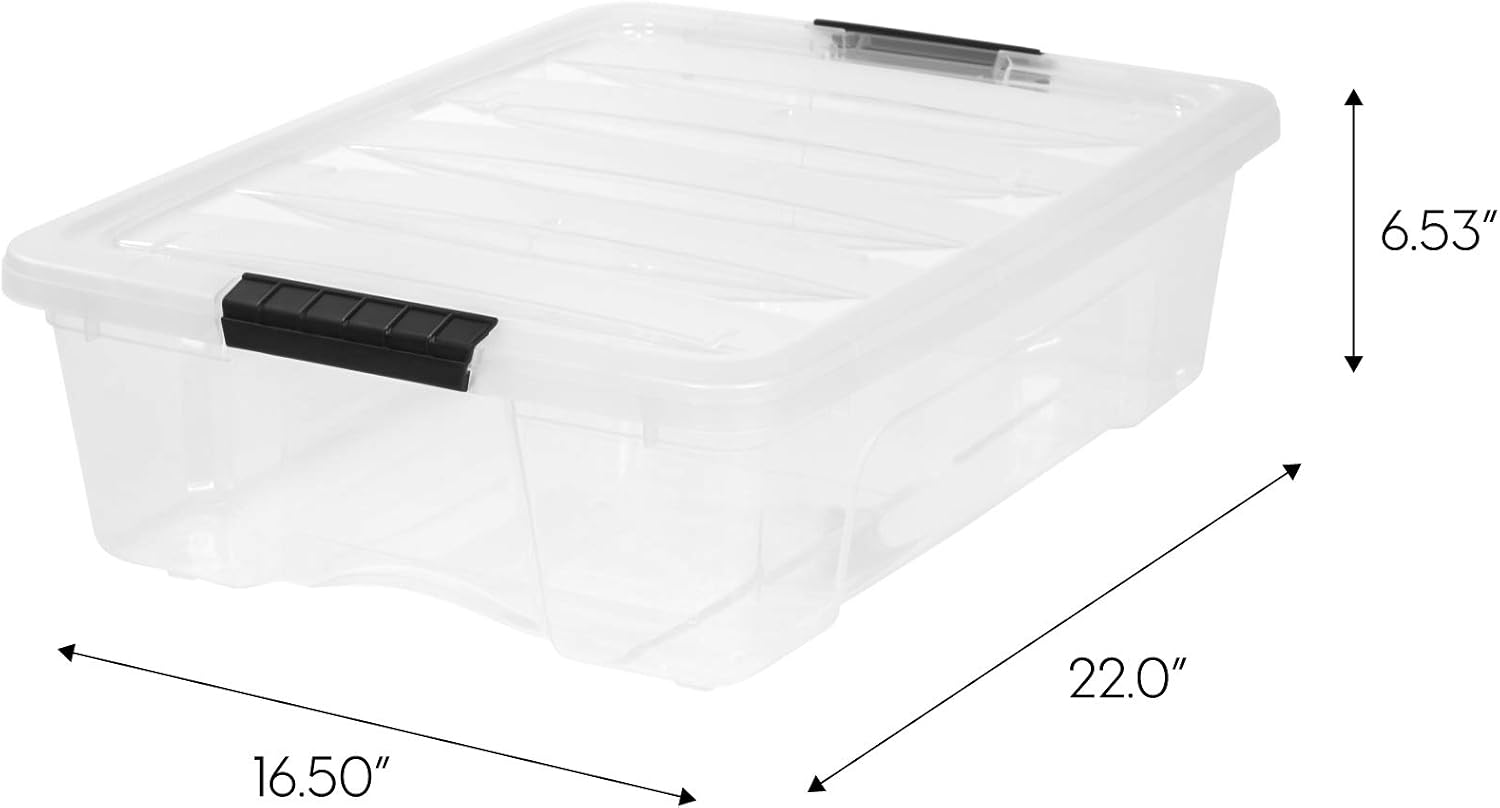IRIS USA 6-Pack 54 Quart Storage Bins with Lids, Clear | Transparent design makes contents easy to find. Perfect for moving, blankets, clothing, and garage storage. Nestable design