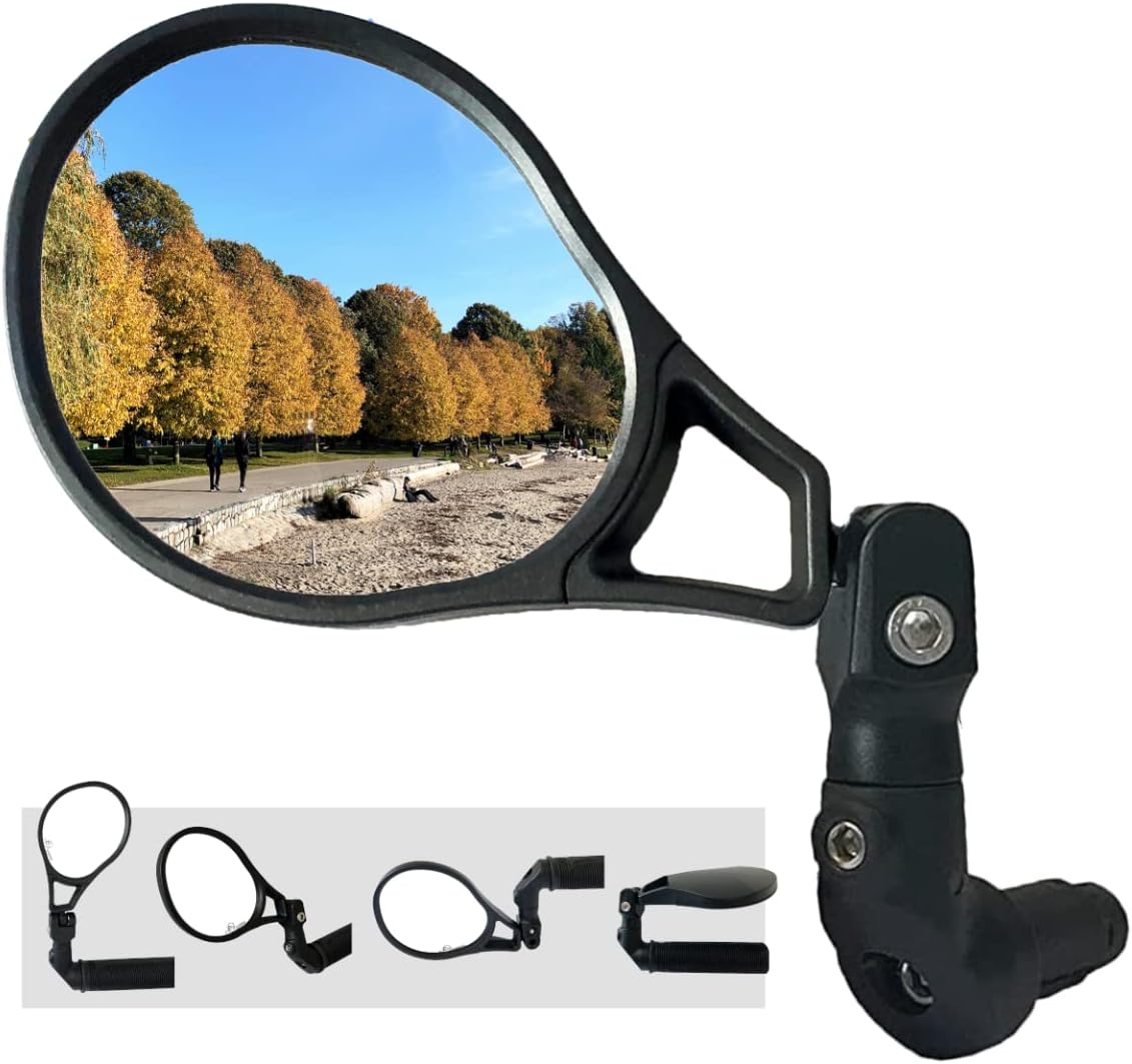 Hafny E13 Approved E-Bike Mirror, Large Surface Bar End Bike Mirror, HD Automotive Glass Bicycle Mirror, Safe Blast-Resistance Cycling Mirror