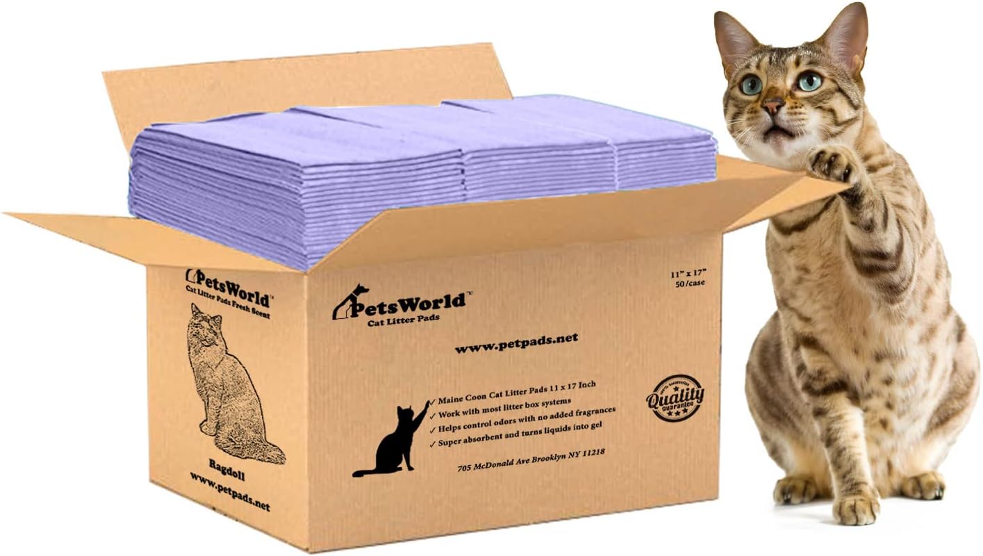 PetsWorld Universal Fit Cat Pad Refills for Litter Box, Fresh Scent, Odor Control, Pack of 200