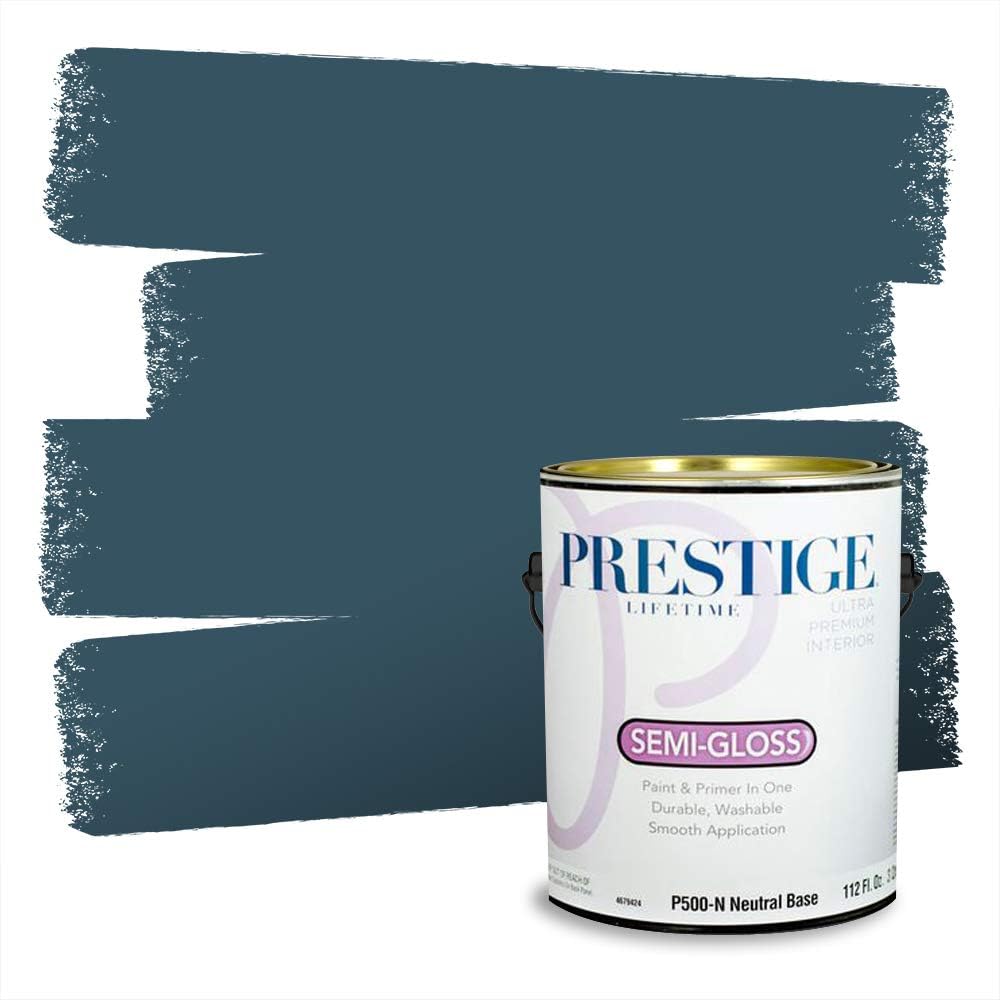 PRESTIGE Paints Exterior Paint and Primer In One, 1-Gallon, Semi-Gloss, Comparable Match of Behr* Intercoastal Gray*