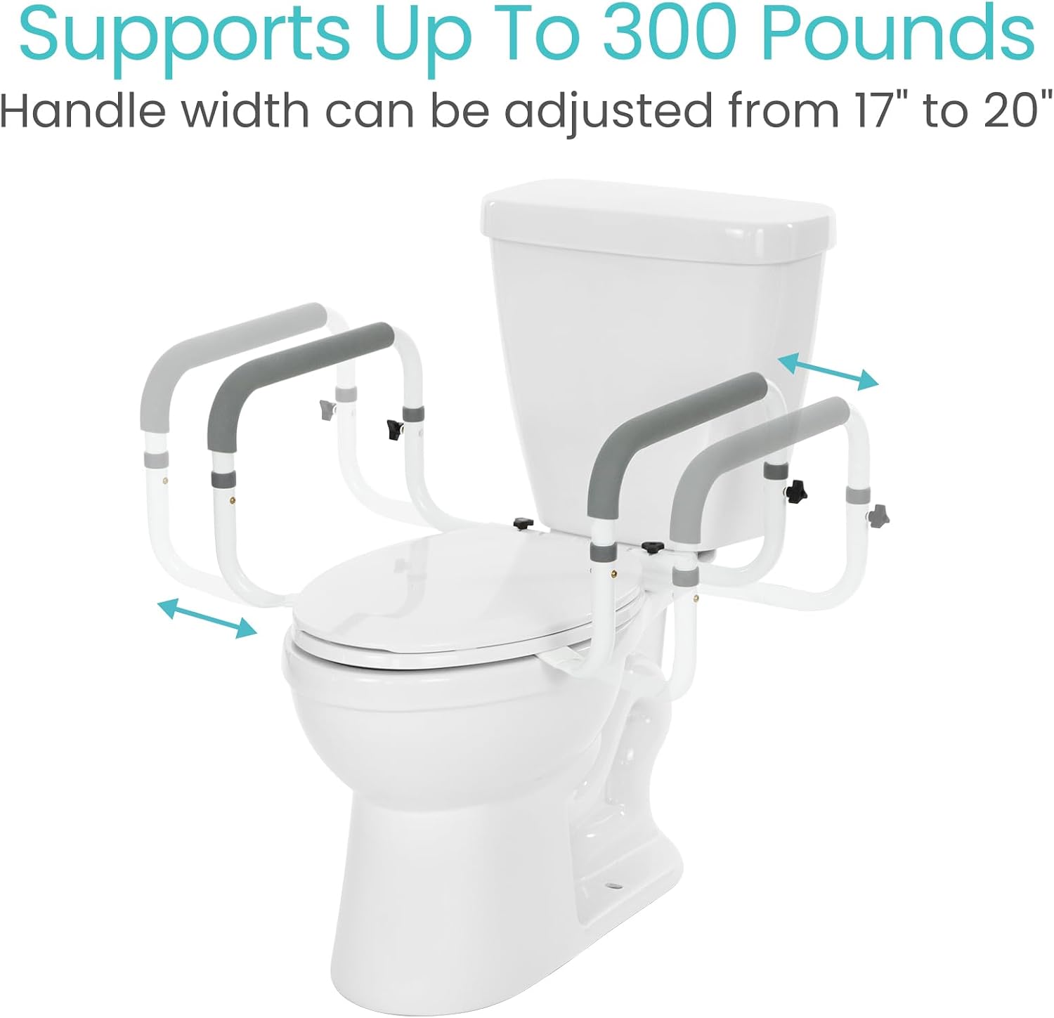 Vive Toilet Safety Rail - Adjustable Grab Bar - Compact Support Frame | Handrail for Bathroom Toilet Seat - Easy Installation for Handicap Senior