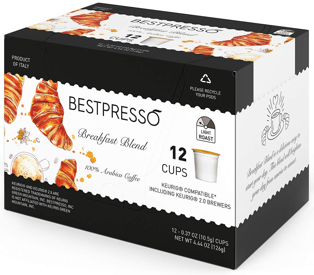 Bestpresso Coffee, Donut Shop Medium Roast Single Serve K-Cup Pods, 96 Count (Compatible With 2.0 Keurig Brewers) 8 Packs Of 12 Cups
