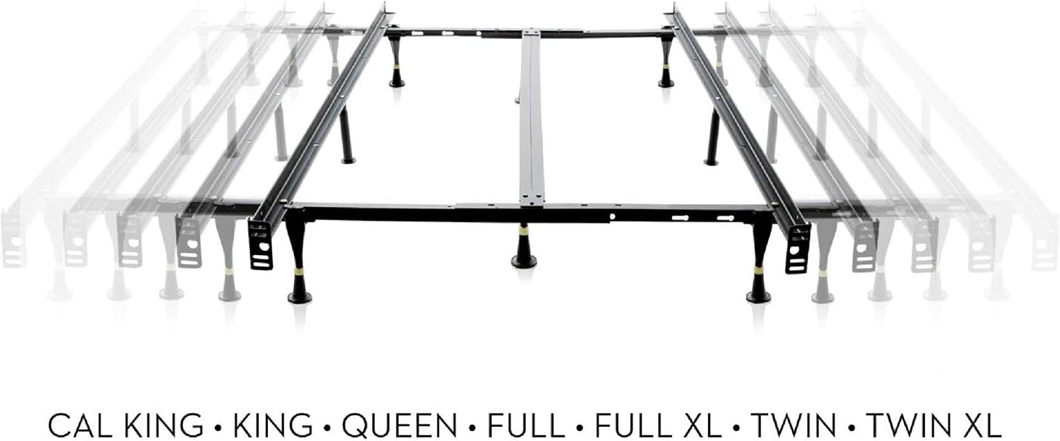 MALOUF Heavy Duty 9-Leg Adjustable Metal Bed Frame with Center Support and Rug Rollers - UNIVERSAL (King, Cal King, Queen, Full, Twin XL, Twin), Standard 7.5” Clearance