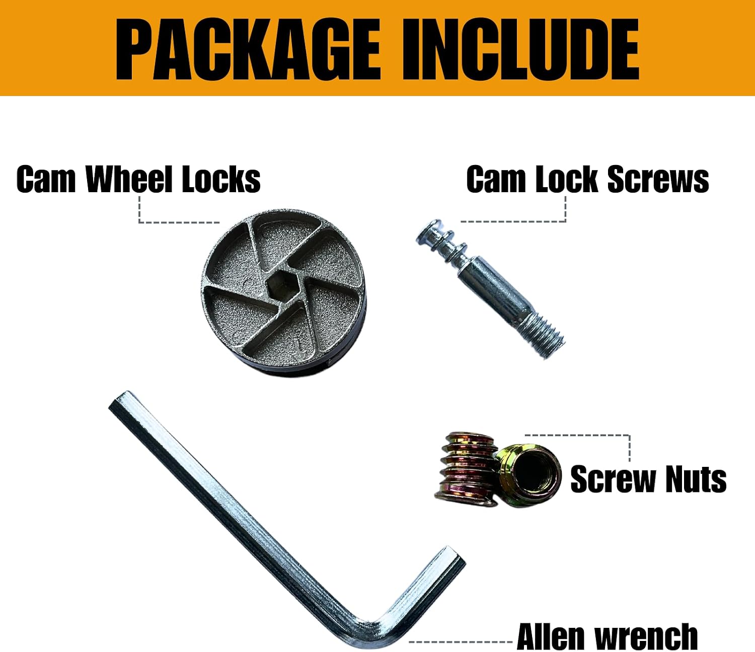 Replacement Heavy Duty Cam Wheel Locks Compatible with IKEA 114670 as Bed Frame Parts for MALM, BRIMNES, BIRKELAND & More (4PCs 35mm Set)