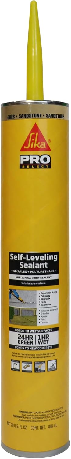 SIKA Sikaflex Self-Leveling Sealant, Gray Polyurethane, Fast Curing, for Concrete Expansion Joints, Waterproof, Paintable, Fills Cracks up to 1.5 in., 10.1 fl. oz Cartridge