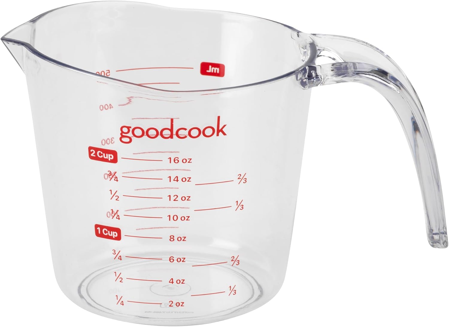 GoodCook Everyday 4-Cup Liquid Measuring Cup, Clear Plastic with Easy-to-Read Markings, Tapered Pour Spout, Comfortable Handle, Measures in Cups, Ounces, Pints, and Milliliters