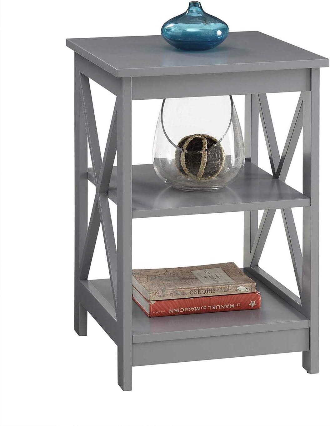 Convenience Concepts Oxford End Table 15.75" - Modern Living Room Table with Storage Shelves, Transitional Nightstand Side Table for Home Decor and Display, Espresso