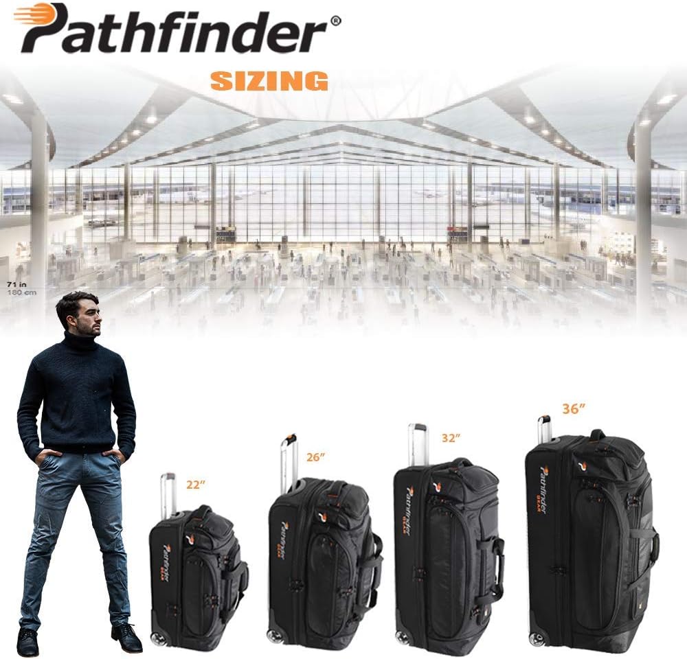 Pathfinder Gear 26 Inch Rolling Drop Bottom Duffel, Black, One Size