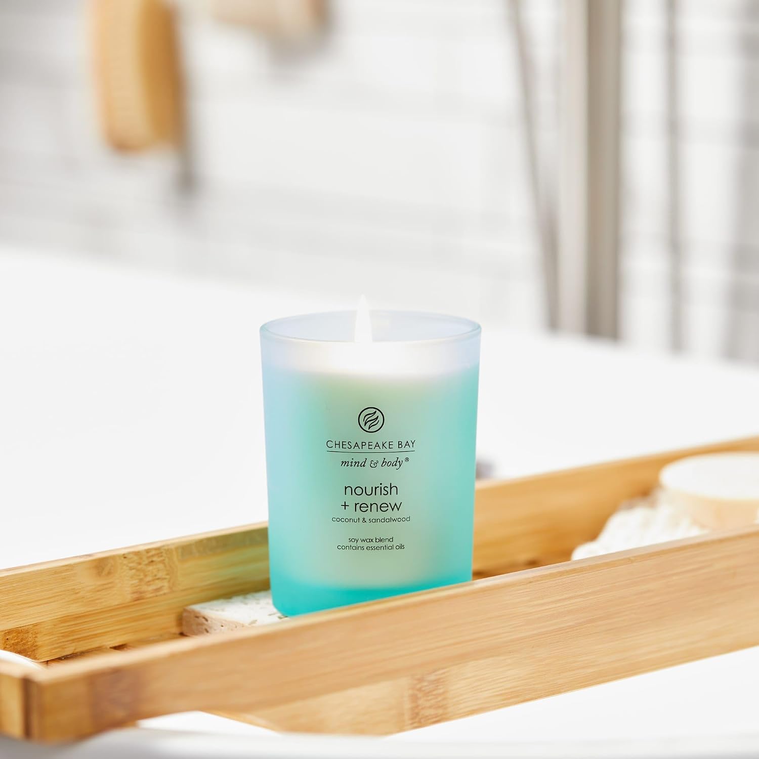 Chesapeake Bay Balance + Harmony Scented Candle Water Lily Pear Fragrance 50 Hours Burn Time Warm & Decorative Soy Wax Blend
