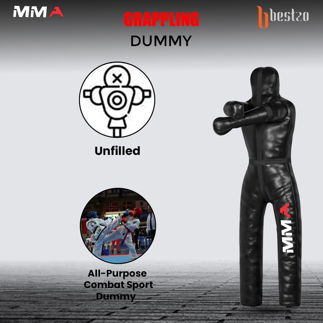 Bestzo MMA Grappling Dummy for Adult,Wrestling Dummy Jiu Jitsu, Judo Punching Bag Sparring Self Defense Training Dummy Black - Unfilled