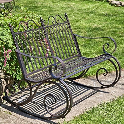 Zaer Ltd. Outdoor Metal Rocking Arm Chair (Arm Chair, Antique White)