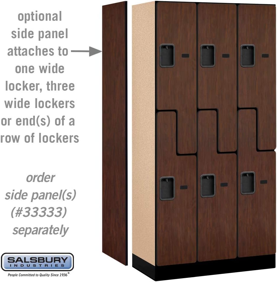 Salsbury Industries 2-Tier S-Style Designer Wood Locker with Three Wide Storage Units, 6-Feet High by 18-Inch Deep, Mahogany