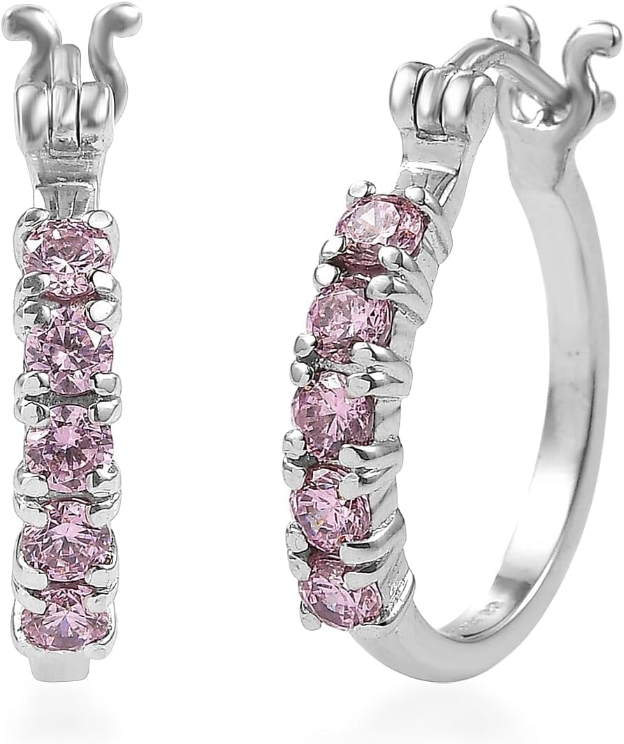 Pink Cubic ZirconiaEarrings in Stainless Steel