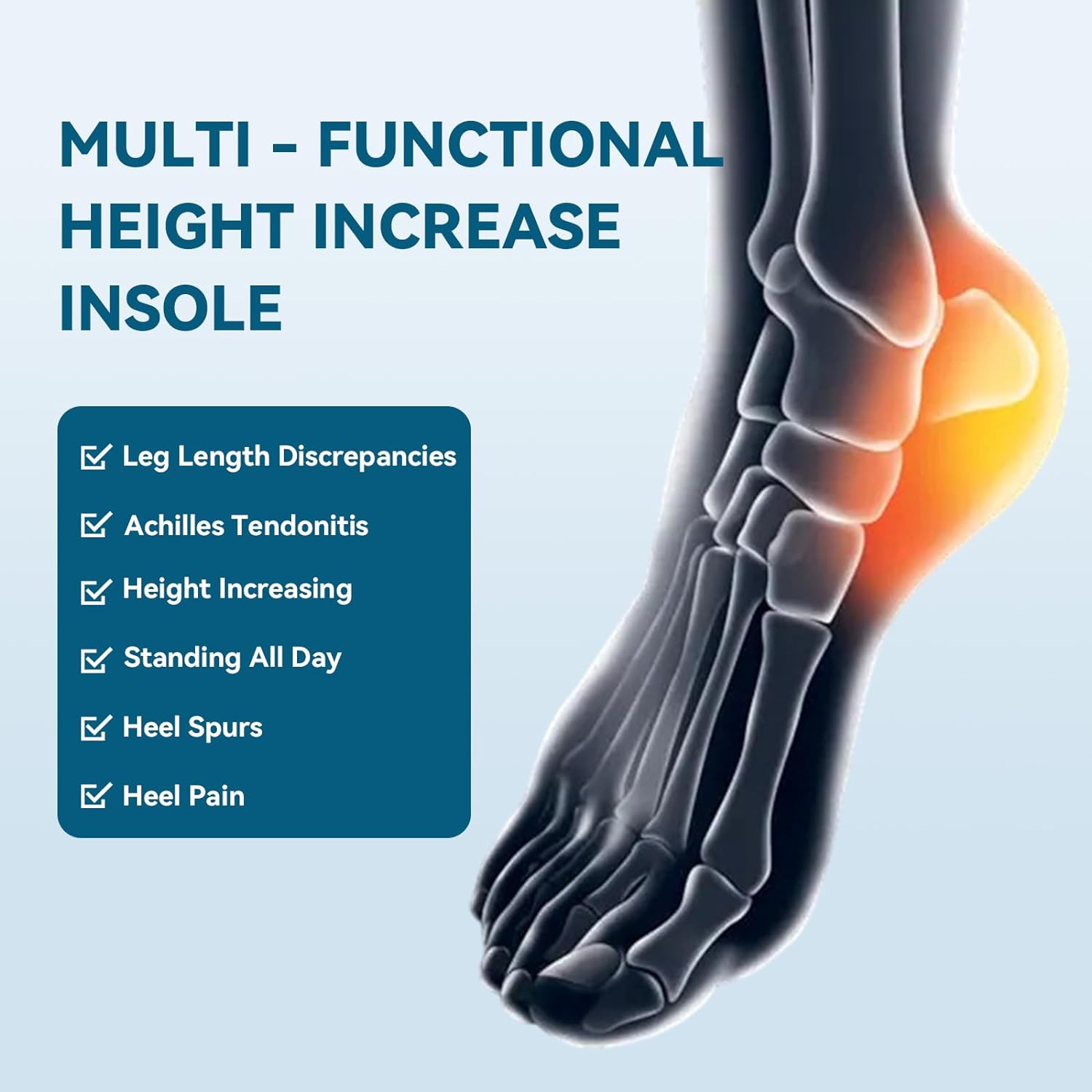 Sumifun Heel Lift, 4-Layer 1 Inch Gel Shoe Lifts for Women Uneven Legs, Adjustable Orthopedic Heel Lifts for Heel Pain and Leg Length Discrepancy