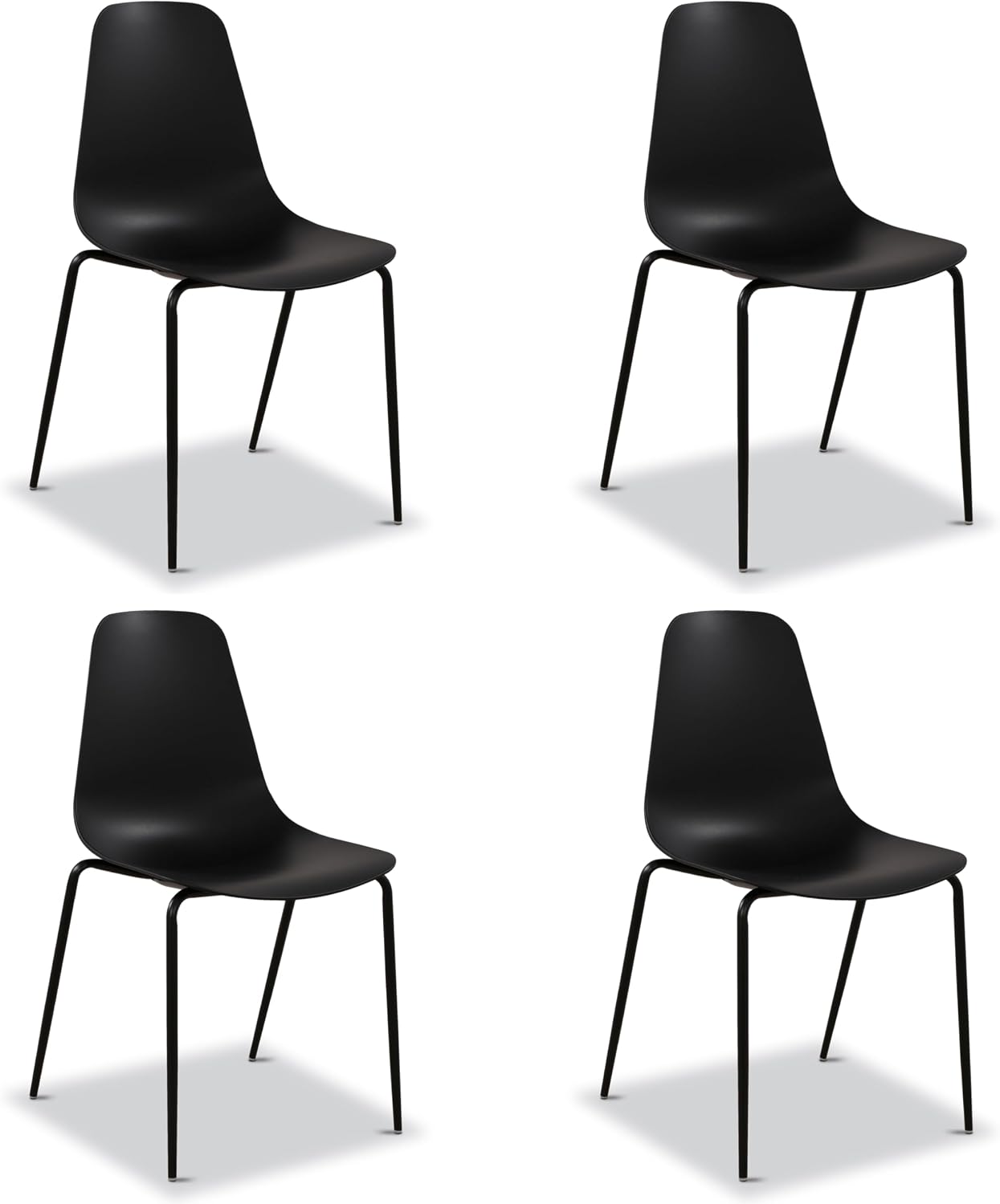 Poly & BARK Isla Modern Kitchen Chairs Set of 4 - Plastic Dining Chair with Metal Legs - Quick Assembly Simple Cafe Chairs Plastic for Indoor or