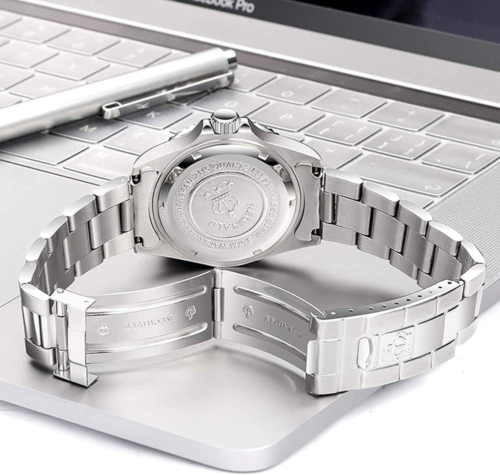 FANMIS Mens Luxury Watches Rotatable Bezel Sapphire Glass Luminous Hand Quartz Silver Tone Stainless Steel Watch