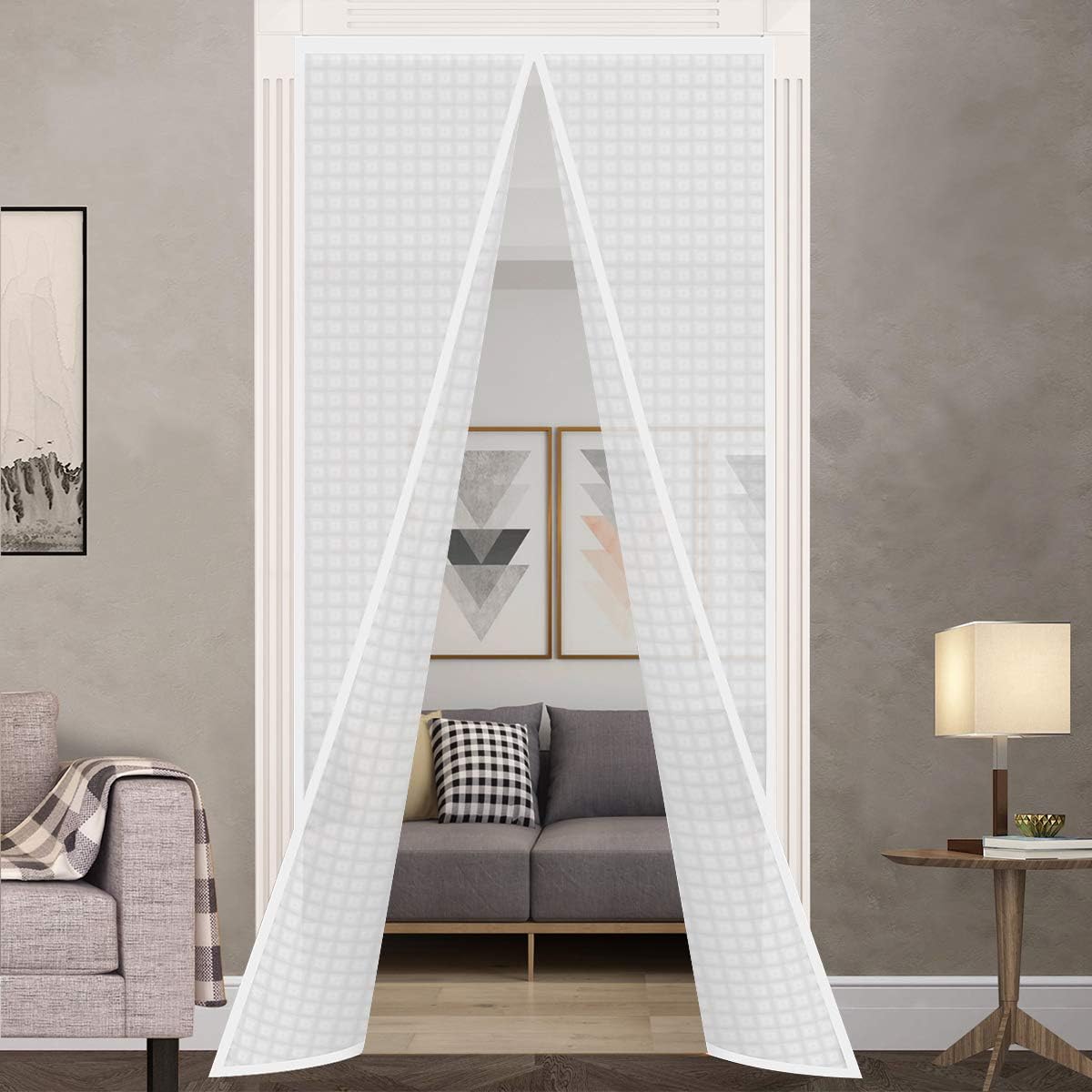 Insulated Door Curtain, Thermal Magnetic Self-Sealing Door Screen Winter Stop Draft Keep Cold Out Cover for Kitchen, Bedroom, Air Conditioner Room