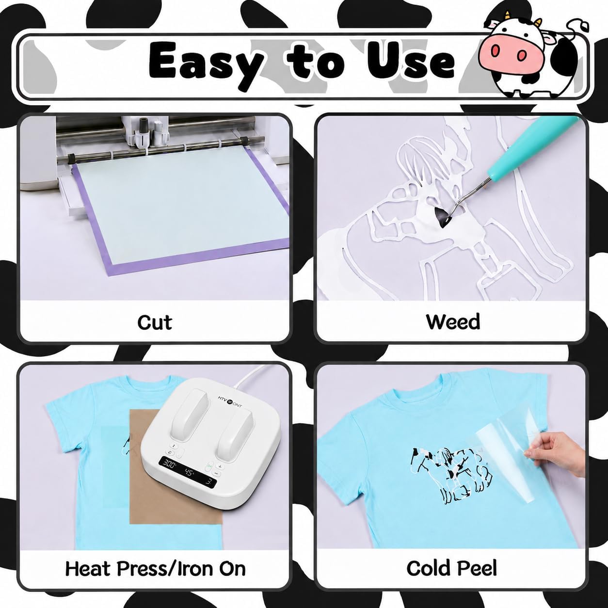 HTVRONT HTV Roll Heat Transfer Vinyl - 12" x 8ft Black HTV Vinyl for Shirts