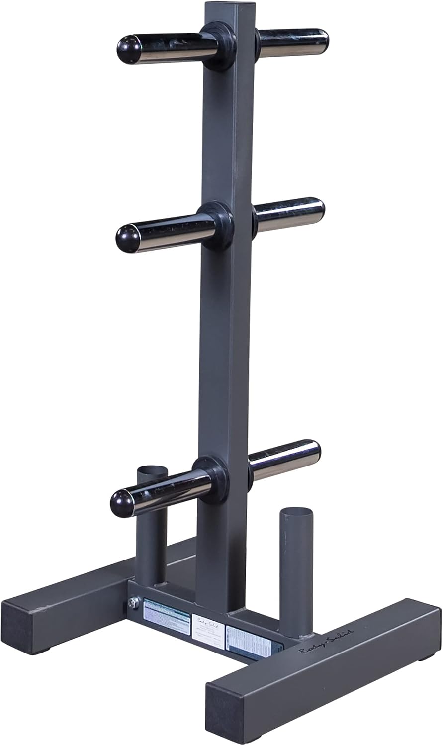 Body-Solid (WT46) 6-Post Olympic Weight Tree & Bar Holder - Durable Plate Rack and Weight Storage Stand for Home Gym - 1000 lb Weight Capacity