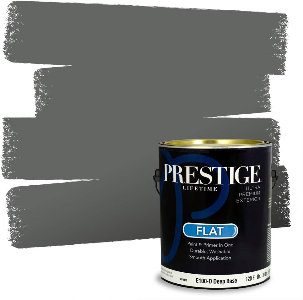 PRESTIGE Paints Exterior Paint and Primer In One, 1-Gallon, Flat, Comparable Match of Sherwin Williams* Grizzle Gray*