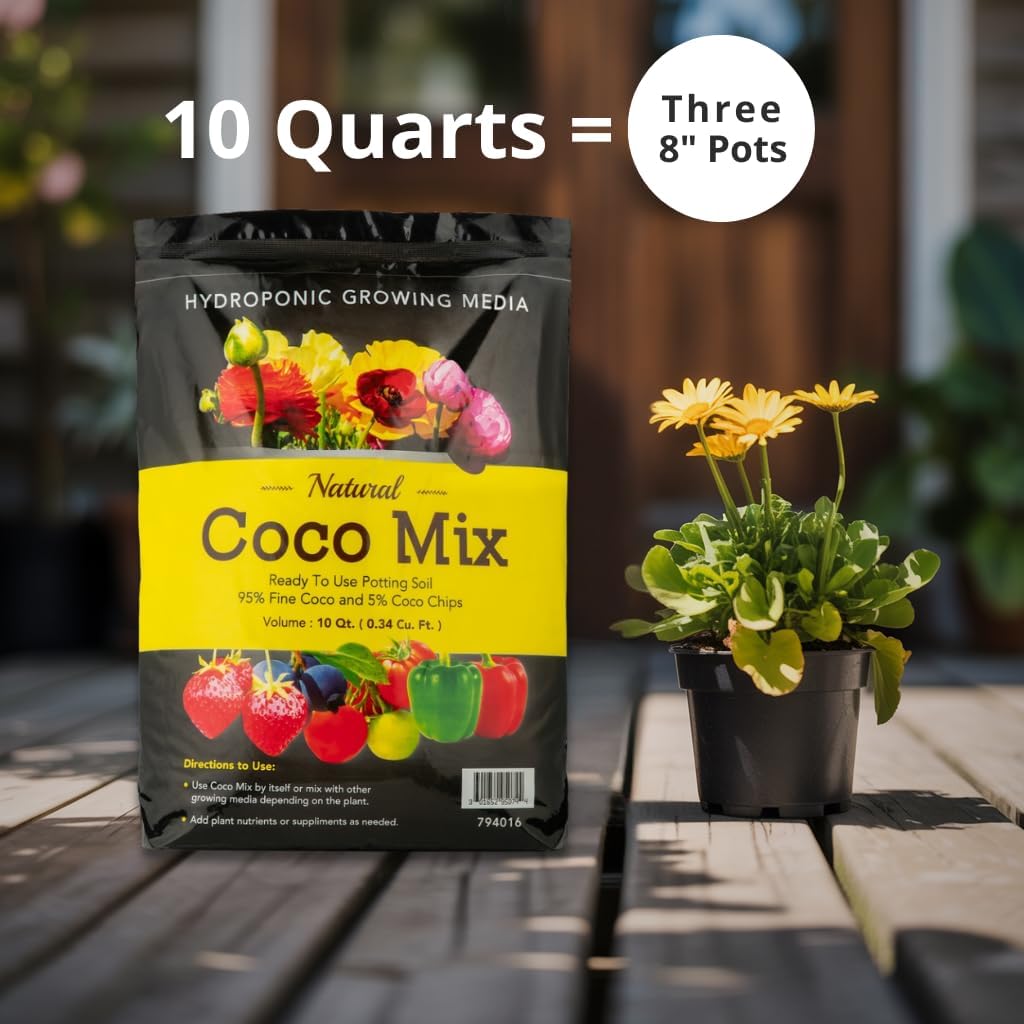 Envelor Organic Coco Coir Brick 10 Lbs. Coir Block Coconut Fiber Growing Medium Potting Soil Mix Coco Peat Media Coir Pith Indoor Outdoor Planters Vegetable Garden Beds