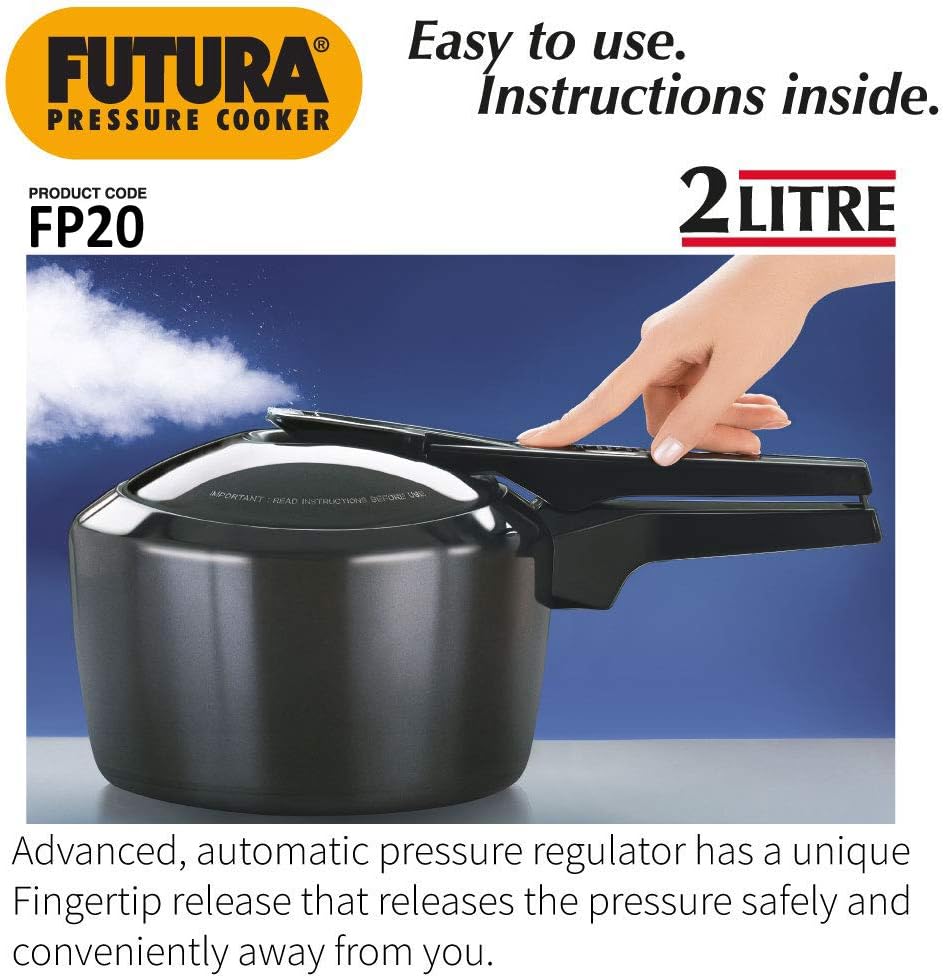 Hawkins Futura 5 Litre Pressure Cooker, Hard Anodised Inner Lid Pressure Cooker, Pan Cooker, Black (FP50)