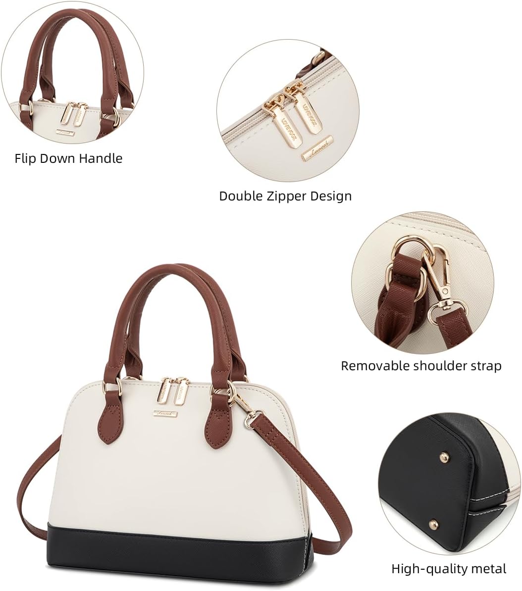 LOVEVOOK Purse for Women, Crossbody Dome Satchel Handbag with Double Zip
